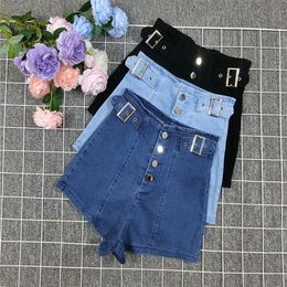 S-2XL Jeans Shorts Denim Sexy Fashion High Waist Blue Trouser Button Mini Short 240418