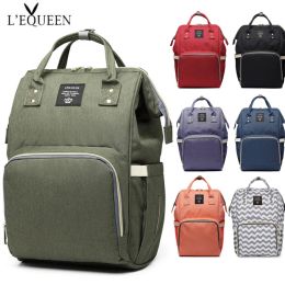 Bags Lequeen Diaper Bag Mummy Baby Care Nappy Bag Large Capacity Waterproof Maternity Nursing Backpack Travel Baby Bags Dropship