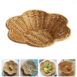 Dinnerware Sets Bread Holder Sundries Rattan Storage Basket Household Desktop Serving Tray Imitation Natural Woven Baskets For Fruits Tea