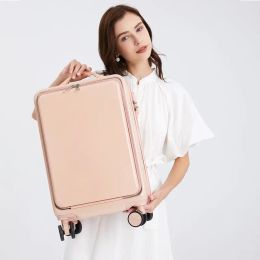 Carry-Ons New frontopening suitcase female student highvalue luggage male password trolley case cabin carry on suitcase mala de viagem