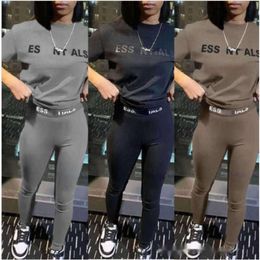 Designer Womens Tracksuits Silm Pants Suit Two Pieces Jogger Set 2024 New Letters Printed Short Sleeve Tights Sweatsuits 3 Colours Fashion Clothing L230914