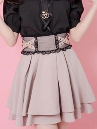 Skirts Japanese Style Rojita Ladies Skirt Kawaii Lolita Lace Mini Women High Waist Elegant Korean 2024 Arrival