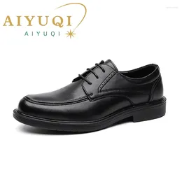 Dress Shoes AIYUQI Men Summer 2024 Lace-up Male Casual Breathable Pointed Brogues