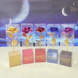 Decorative Flowers Creative Gifts Gold Foil Rose Eternal For Lover Moms Birthday Marriage Anniversary Christmas Valentines Artificial Roses