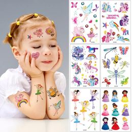 1Pcs Glitter Cartoon Unicorn Mermaid Temporary Tattoo Stickers Kids Waterproof Tatoo Art Fake Tattoos Decoration 240418