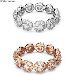 Swarovskis Designer Top Quality Band Rings Fresh Shiny Round With Crystal Full Diamond Roman Ring For Women