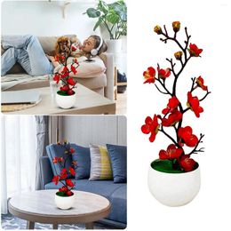 Decorative Flowers Silk Simulation Flower With Plastic Vase Potted Arrangement For Home Wedding Office Diy Living Christmas Ornament Cute