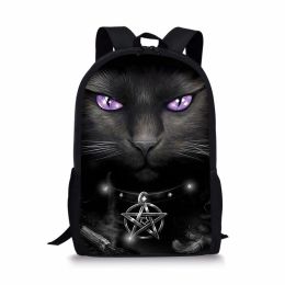 Bags Cartoon Gothic Cats Purple Eyes Prints School Bag Kids Book Bag Teenagers Boys Girls School Bags Women Men Casual Travel Bags