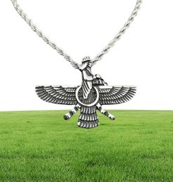 Pendant Necklaces Hip Hop Rock Stainless Steel Faravahar Ahura Mazda Necklace For Men Zoroastrian Jewelry Gold Silver Color6771244