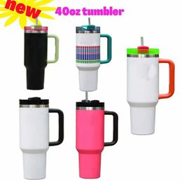 Designer 40oz Tumblers 5Colors Fashion Letters Coffe Cup With Handle Straw SUS304 Stainless Steel Vacuum Insulated Termos Car Ofiice Mug With Gift Box