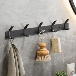 Black Robe Hooks Towel Hanger Nail Wall Aluminium Rack Door Coat Clothes Hanging Holder Bathroom Kitchen Accessories 240407