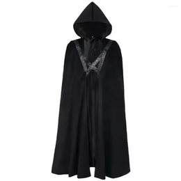 Men's Trench Coats Medieval Knights Halloween Cloak Maxi Hooded Cape Velvet Costume Larp Pirate Leather Armor Men Warrior Viking Robe For