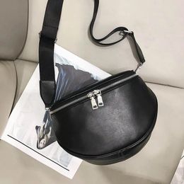 Drawstring Women Chest Bag 2024 Waist Packs Pure Color Shell Leather Messenger Shoulder Phone Money Bags