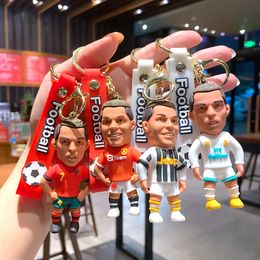 keychains designer keyrings Creative cartoon cr7 football character key chain for men Cute penalty Cristiano Ronaldo character backpack keychain pendant