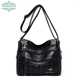 Shoulder Bags High Quality Soft PU Leather Bag 2024 Multi-Pocket Ladies Simple Messenger Large Capacity Handbag Luxury Designer