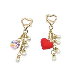 Key chain Pearl Love Keyrings Pendant Cute Metal Keychain Women's Bag Pendant Exquisite Love Design Hanging Style Small Gifts For Girls F004