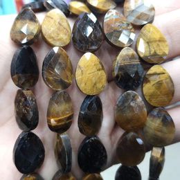 Loose Gemstones Natural Faceted Water Drop Tiger Eye Stone Beads Gemstone Spacer For Jewellery Making DIY Bracelet Earrings 13 18mm