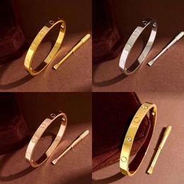 Gold Designer Cuff Screw Bracelets Screwdriver Bangle Titanium Steel Belcher Sier 4CZ for Women and Men driver
