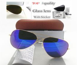 Sticker High Quality Glass Lens Pilot Vintage Sunglasses Men Women Brand Designer UV400 Mirror 58MM 62MM Brown Case storage Box fi4733220