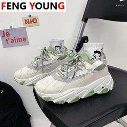 Fitness Shoes 2024 Women Sneakers Chunky Designers Green Breathable Old Dad Tennis Female Casual Vulcanized Woman