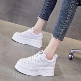 Casual Shoes Women's White Genuine Leather Thick Sole Board Sneakers Women