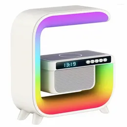 Table Lamps Multifunctional Bluetooth Speaker Alarm Clock Wireless Mobile Phone 15W Colorful Charging Subwoofer RGB Light