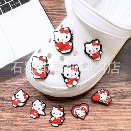 Anime charms wholesale childhood memories red cats funny gift cartoon charms shoe accessories pvc decoration buckle soft rubber clog charms