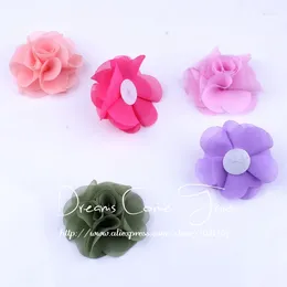 Decorative Flowers 20pcs/lot 2.5" 5Colors Born Excellent Quality Soft Chiffon Flower Accessories Fashion Artificial Felt Fabric Hair