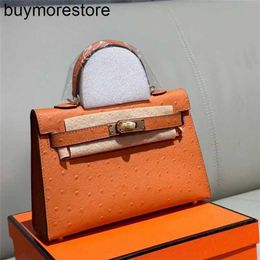 Women Handbag 7a Handmade Genuine Leather Bag Head Layer Cowhide Ostrich Pattern Bag Second Generation 21cm Cross Shoulder Small Bag