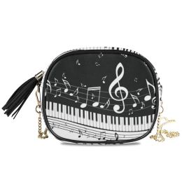 Bags ALAZA Leather Crossbody Bags For Women Chain Messenger Shoulder Bag Music Note Piano Ladies Purses and Handbags Cross Body 2020