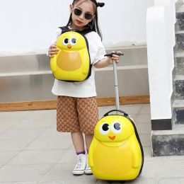 Carry-Ons Cartoon kids suitcase on wheels travel trolley luggage bag Travel bags for children gift rolling luggage 16''carry on suitcase