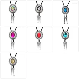 Bow Ties Delicate Crystal Bolo Tie Cowboy Punk Round Necktie Western Bola Metal Charm For Shirt Jeans