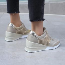 Casual Shoes 2024 Women Height Increasing 6.5 Cm Walking Comfortable Platform Sneakers Gold Silver Ladies Footwears Brand