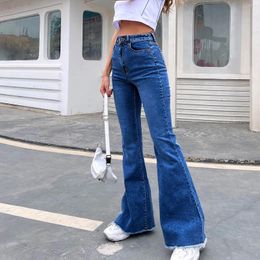 Women's Jeans French Simple Fashion Flare For Women High Waisted Straight Wide Leg Pants Hip Fit Slim Length Outwears Pantalones