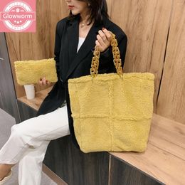 Bag Fashion Lambswool Women Shoulder Bags Designer Thick Chain Handbags Luxury Faux Fur Messenger Plush Large Tote Big Purses