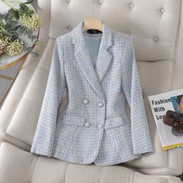 Luxury Ladies French Small Fragrance OL Tweed Blazer Womens Autumn Dress Womens High-end Goddess Fan Blazers 240407