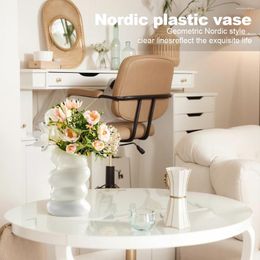 Vases Nordic Spiral Flower Pot Decorative Aesthetic Plastic Vase Wavy Lines Minimalist For Living Room Bedroom