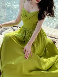 Casual Dresses Elegant Dress For Women Sleeveless Vintage Slim Midi Fairycore Floral Spaghetti Strap 2024 Spring Summer