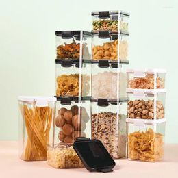 Storage Bottles Plastic Jars Transparent Square Cereal Container Jar Dried Fruit Kitchen Items Bottle Packaging With Lid