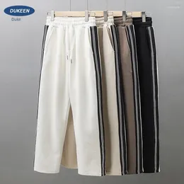 Men's Pants Striped Pearl Cotton HigH-end Cropped Casual