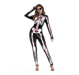 Halloween Skeleton Costume Men and Womens Sexy Cosplay Costume Scary Costume Body suit Halloween Cosplay Jumpsuit2238622