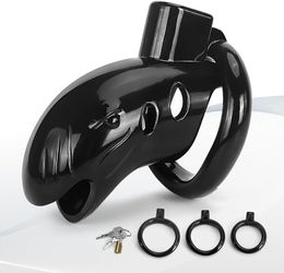 Sex Toy Chastity Devices Cage Locked Cock Cage Sex Toy for Men Penis Exercise Bondage Gear Accessories,Black (White) (Black)
