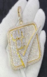 Hip Hop Letter Cut DA Big Square Pendant Paved Full Cubic Zircon with Two Tone Plated Necklace for Men Boy Punk Jewellery Whole9365648