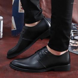 Casual Shoes Men On Sale 2024 Brand Lace Up Leather Spring And Autumn Solid Chunky Heels Increase Height Business Loafers