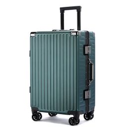 Luggage Suitcase Aluminium Frame Trunk Waterproof Man Bag Can Sit Cabin Suitcase 20 inch Female Carryon Boarding Password Trolley Case