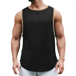 Men's Tank Tops Gym Sports Men Summer Mesh Quick Dry Bodybuilding Fitness Workout Solid Color Basketball Clothing Muscle Vest