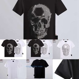 Fashion Mens Designer T Shirt High Quality Womens Letter Print Short Sleeve Round Neck Cotton Tees Polo Rhinestone Skull Men Tshirts Size M xl