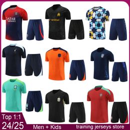 French PSGes men pre-match jersey Brazils Portugal kids football kits 2024 Netherlandses MarsEilles algeria training shirt 23 24 25 argentina soccer jerseys kit