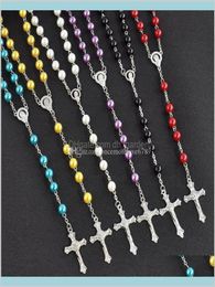 Pendants Drop Delivery 2021 High Quality Imitation Pearl Sweater Chain Christian Long Rosary Pendant Necklaces For Women Fashion Jewelr4292944