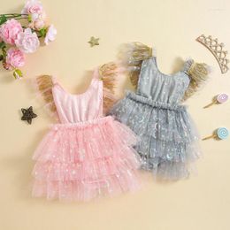 Girl Dresses Baby Girls Summer Dress Sleeveless Star Moon Print Tulle Tutu Romper Born Infant Party Princess Toddler Costume